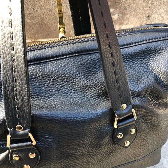 ISAAC MIZRAHI LIVE! Genuine Leather Purse Shoulder Handbag Satchel Black Women's - Picture 9 of 14